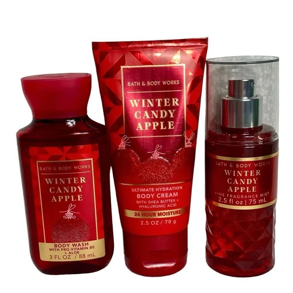 Bath and Body Works WINTER CANDY APPLE Travel Size 3 Piece Set